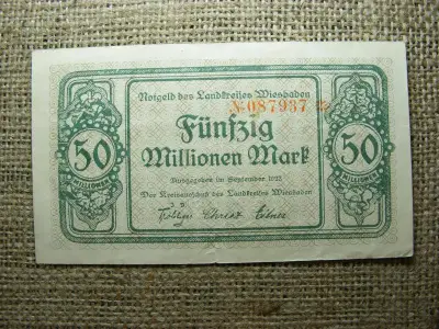 50 millió márka bankjegy, 1923, Wiesbaden