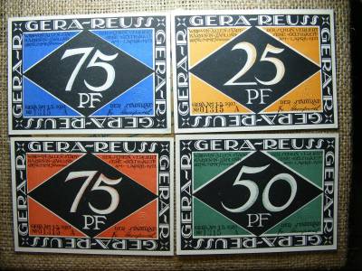 25, 50, 75 Pfennig 1921, eredeti zacskó, Gera