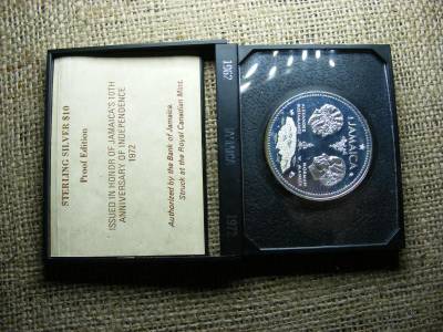 Jamaica 10 dollár, 1972, PP, eredeti tok