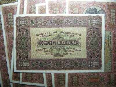 50000 korona bankjegy, 1923, nyomdai másolat
