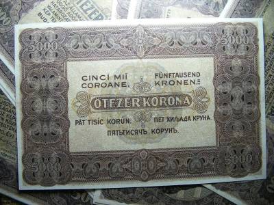 5000 korona bankjegy, 1920, nyomdai másolat