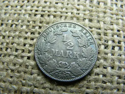 Birodalmi ezüst 1/2 márka, 1907 J