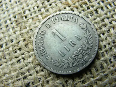 Olaszország, 1 lira, 1863, ezüst