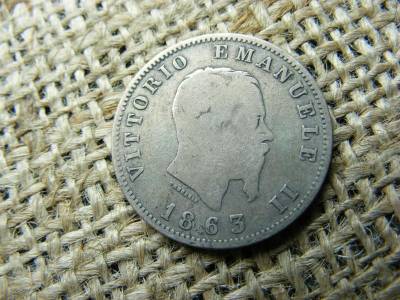 Olaszország, 1 lira, 1863, ezüst