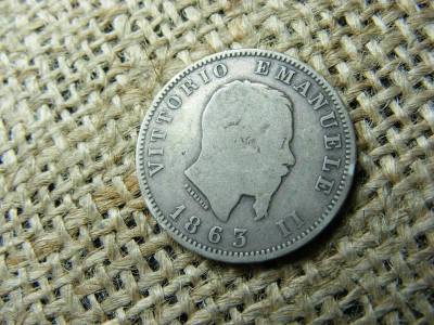 Olaszország, 1 lira, 1863, ezüst, M BN