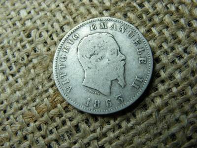 Olaszország, 1 lira, 1863, ezüst