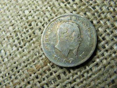 Olaszország, 1 lira, 1867, ezüst, M BN