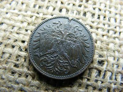 2 Heller, 1900, verőtőcsorbulás
