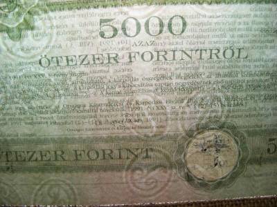 5000 forintos bankjegy, 1991, kárpótlási jegy, hajtatlan