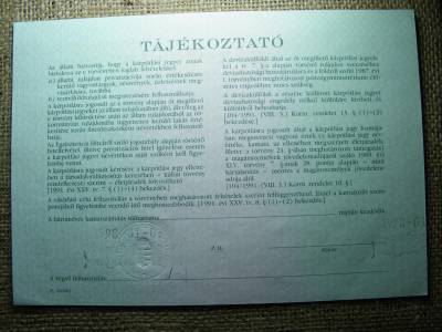 5000 forintos bankjegy, 1991, kárpótlási jegy, hajtatlan