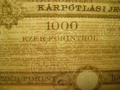 1000 Forintos Kárpótlási Jegy, 1991, 2 db sorszámkövető