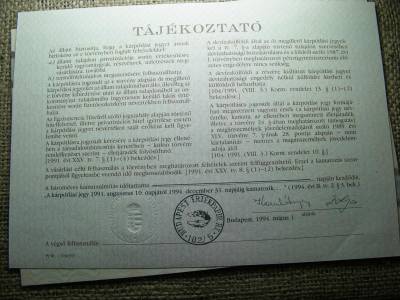 1000 Forintos Kárpótlási Jegy, 1991, 2 db sorszámkövető