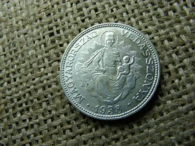 Ezüst 2 pengő, 1938, mosolygós Madonna