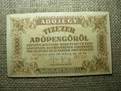 Tízezer Adópengő, 1946, 6 számjegyű sorszám