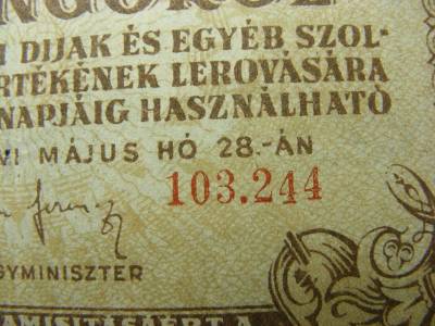 Tízezer Adópengő, 1946, 6 számjegyű sorszám