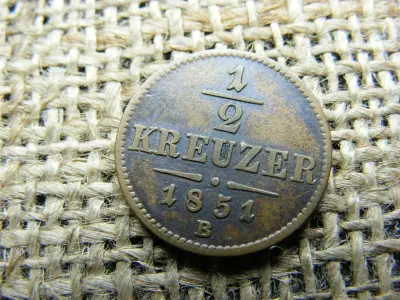 1/2 krajcár 1851 B, Ferenc József-kori érme