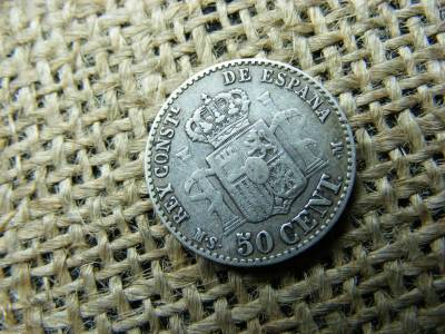 Spanyolország, 50 centimos, 1880, Alfonso XII