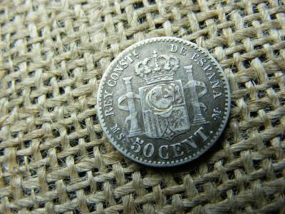 Spanyolország, 50 centimos, 1881, Alfonso XII