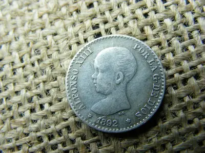 Spanyolország, 50 centimos, 1892, XIII. Alfonz