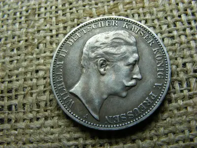 II. Vilmos, 3 márka, 1910, ezüst