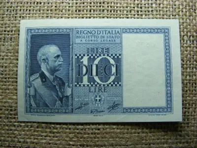 Olaszország 10 líra, 1939, papírpénz
