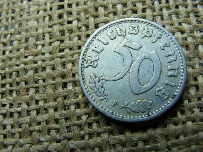Birodalmi 50 pfennig, 1941 F, horogkeresztes