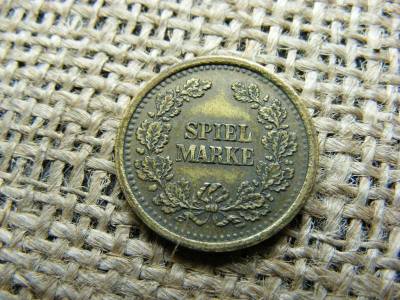 Németország, 1900 körül, SPIEL MARKE bronz játékpénz