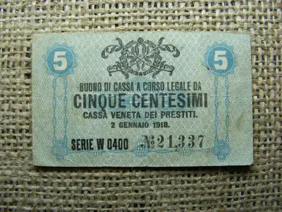 Olaszország 5 centesimi bankjegy, 1918