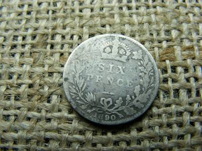 Ezüst 6 pence, 1890, Nagy-Britannia