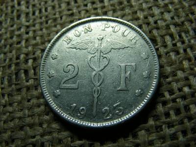 Belga 2 frankos érme, 1923