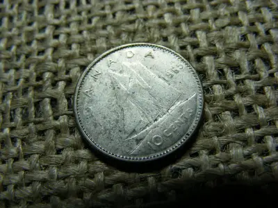 Kanada 10 centes érme, 1965, ezüst