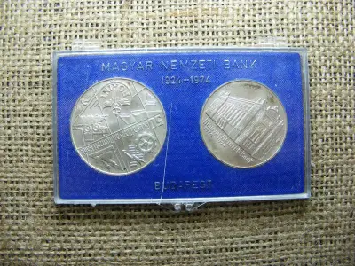 50 Éves az MNB, 1974, Ezüst 100 és 50 Forint, Eredeti Tok