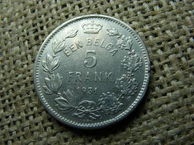 Belgium 5 frank, 1931