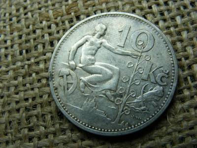 Csehszlovákia, 10 korona, 1931, ezüst