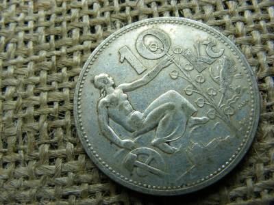 Csehszlovákia, 10 korona, 1932, ezüst