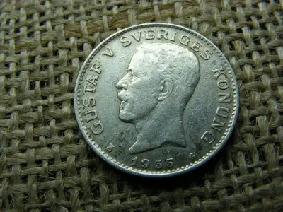 Svéd 1 korona, 1935, ezüst