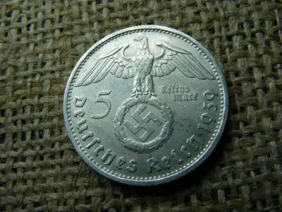 Birodalmi 5 márka, 1939 D, ezüst