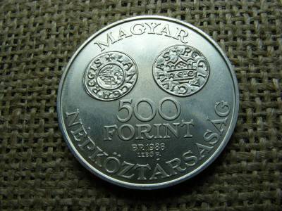 Ezüst 500 forintos érme, 1988