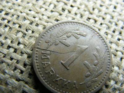 Finnország 1 markka, 1942, verdehibás