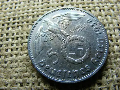 Birodalmi 5 márka, 1938 D, ezüst