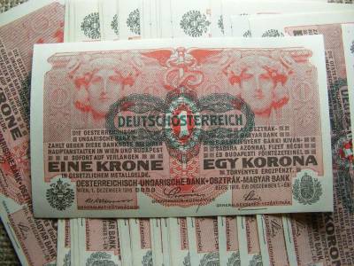 1 korona bankjegy, 1916, DÖ, 26 db hajtatlan, sorszámkövető