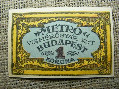 Metró Vízmérőgyár R.T. 1 korona, 1922