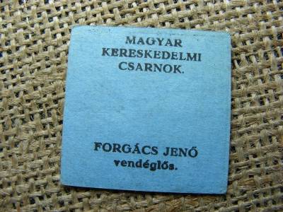 Forgács Jenő Vendéglő 50 Fillér Fizetési Jegy
