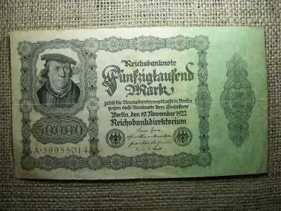 Németország, 50000 márka, 1922, hiperinflációs bankjegy