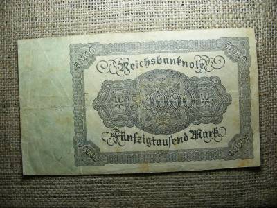 Németország, 50000 márka, 1922, hiperinflációs bankjegy