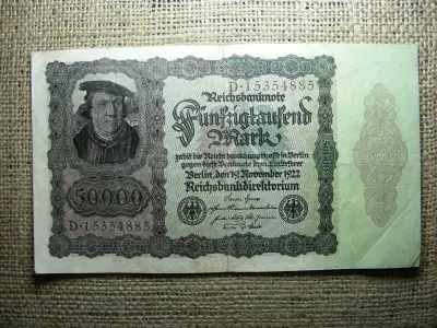 Németország, 50000 márka, 1922, hiperinflációs bankjegy