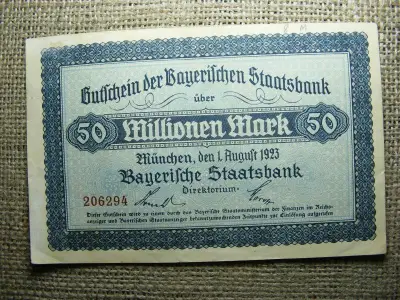 Németország, 50 millió márka, 1923, inflációs bankjegy