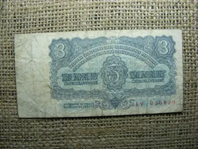Csehszlovákia 3 korona, 1961, papírpénz