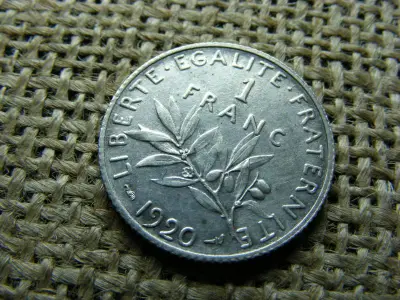 Franciaország, 1 frank, 1920, ezüst