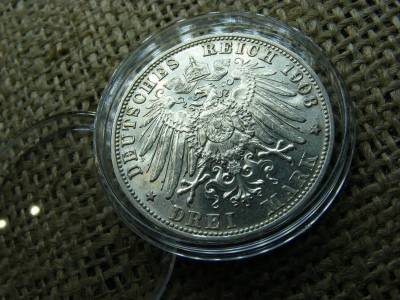 Ottó, 3 márka, 1908 D, ezüst